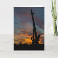 Carte de vœux Arizona Coucher de soleil Saguaros A
