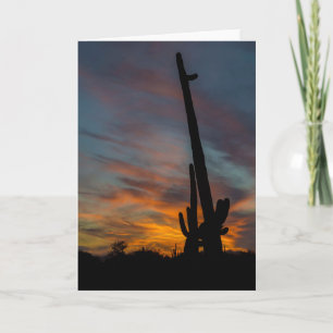 Carte de vœux Arizona Coucher de soleil Saguaros A