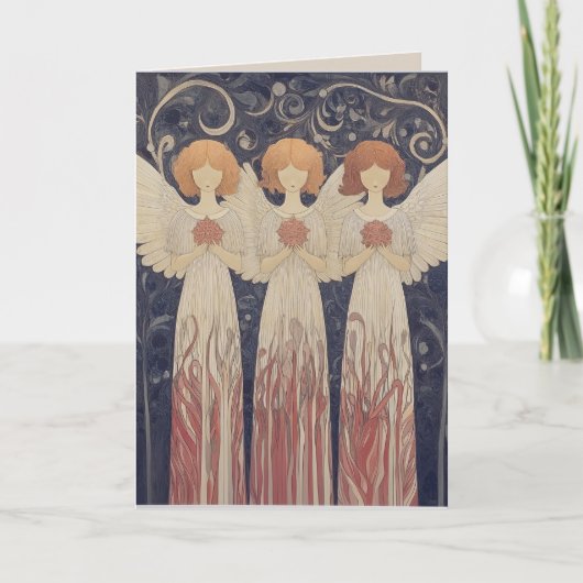 Carte de voeux Art Nouveau Noël Angels (Devant)
