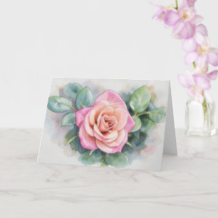 Carte de vœux artistique à la rose rose simple