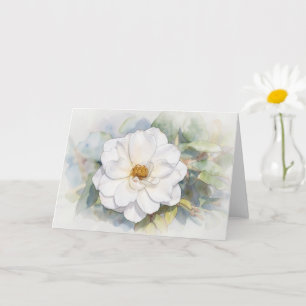 Carte de vœux artistique à motif de rose blanche