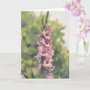 Carte de vœux artistique aux fleurs de Glaïeul ros