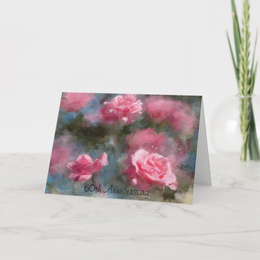 Carte de vœux artistique avec des roses roses pour (Devant)