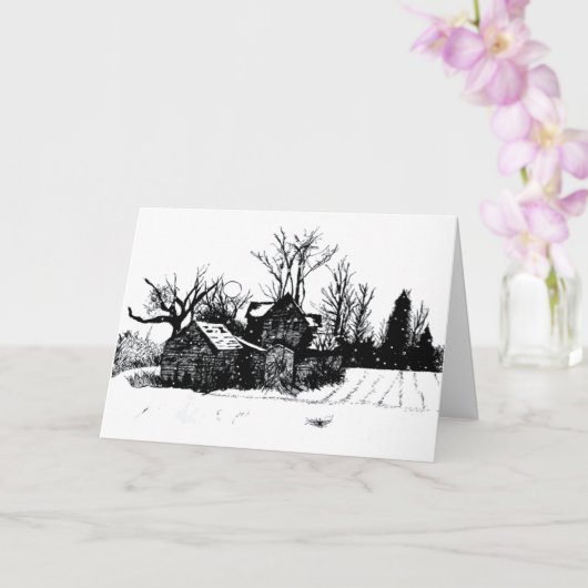 Carte de voeux Artistique Black Ink Winter Homeste (Orchidée)