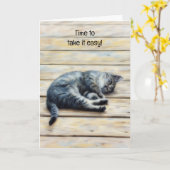 Carte de vœux artistique de chaton mignon se repos (Fleur jaune)