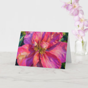 Carte de vœux artistique fleur de camélia rose
