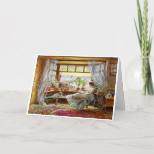 Carte de vœux artistique "Lire à la fenêtre" d'Art