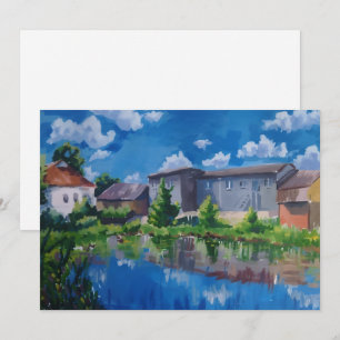 Carte de vœux artistique Paysage Campagnard Lacust
