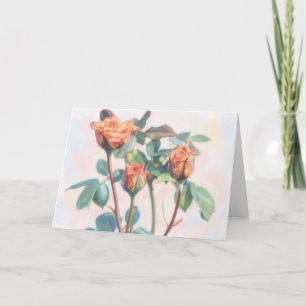 Carte de vœux artistique Trois Boutons de Rose Ora