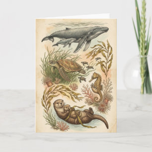 Carte de vœux artistique vintage océan embrasse vi