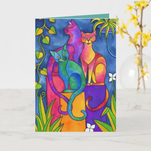 Carte de vœux - Assis fièrement (Fleur jaune)