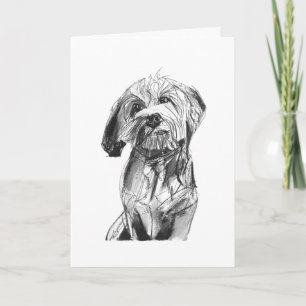 Carte de vœux au charbon de bois Cavapoo, Cadeau p
