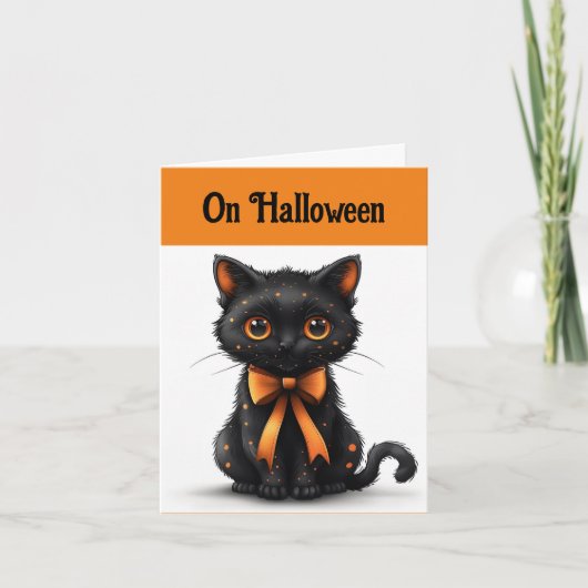 Carte de vœux au chat orange et noir (Devant)
