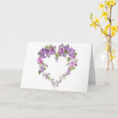 Carte de voeux au coeur violet (Fleur jaune)