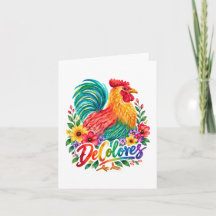 Carte de vœux au coq aquarelle De Colores
