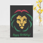 Carte de voeux au lion reggae (Fleur jaune)