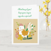 Carte de voeux au poulet (Fleur jaune)