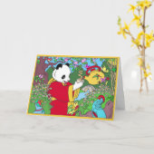 Carte de voeux au thé vert (Fleur jaune)