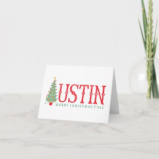 Carte de voeux Austin Texas Joyeux sapin de Noël (Devant)