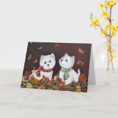 Carte de voeux Automne Westies (Fleur jaune)