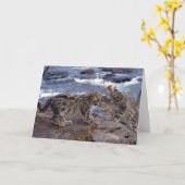 Carte de voeux aux léopards des neiges (Fleur jaune)