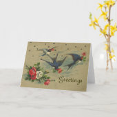 Carte de voeux aux oiseaux (Fleur jaune)