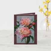 Carte de vœux aux pivoines rose pâle (Fleur jaune)