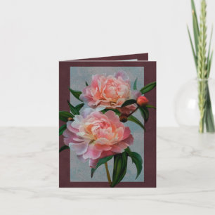 Carte de vœux aux pivoines rose pâle