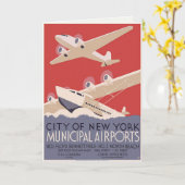 Carte de voeux avec affiche Vintage de l'aéroport (Fleur jaune)