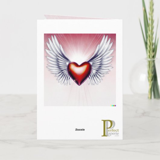 Carte de vœux avec ailes d'ange et cœur (Dos)