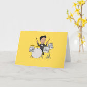 Carte de voeux avec batteur de dessin animé (Fleur jaune)