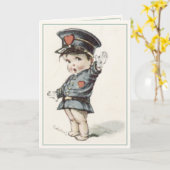 Carte de vœux avec bébé police d'amour illustré (Fleur jaune)