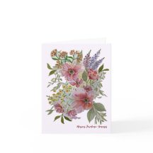 Carte de vœux avec bouquet floral rouge