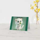 Carte de vœux avec chaton et trèfle (Fleur jaune)