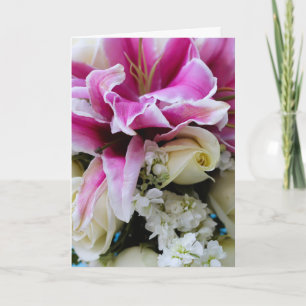 Carte de vœux avec couverture florale, poème d'amo