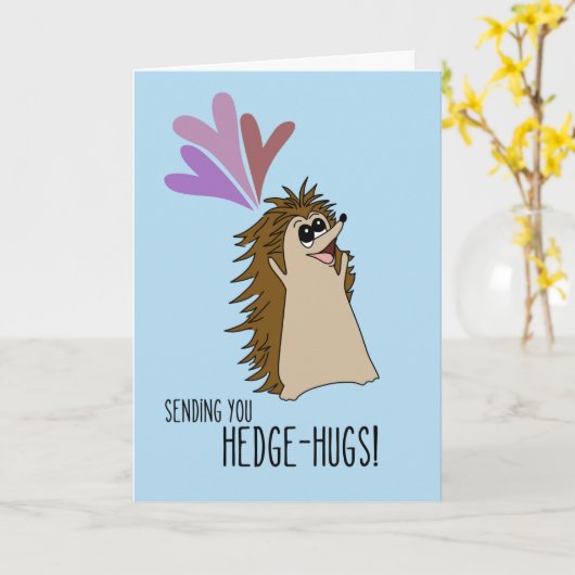 Carte de vœux avec des câlins de hérisson (Fleur jaune)