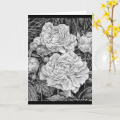 Carte de vœux avec dessin de pivoines blanches (Fleur jaune)