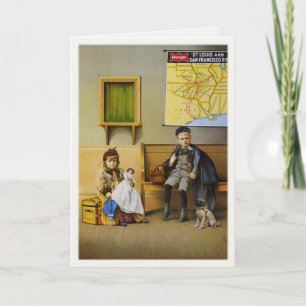 Carte De Voeux Avec Ferroviaire Et Affiche Imprime