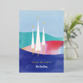 Carte de vœux avec feuille d'aluminium et aquarell (Debout devant)