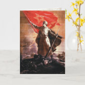 Carte de voeux avec la copie russe de propagande (Fleur jaune)