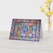 Carte de voeux avec la photo de l'édredon fait (Fleur jaune)