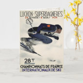 Carte de voeux avec l'affiche fraîche de ski de (Fleur jaune)