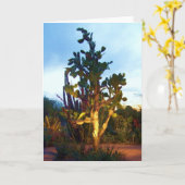 carte de voeux avec l'arbre de figuier de barbarie (Fleur jaune)