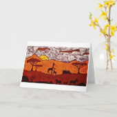 Carte de voeux avec le batik du paysage africain (Fleur jaune)
