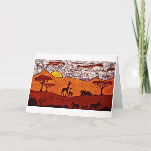 Carte de voeux avec le batik du paysage africain (Devant)