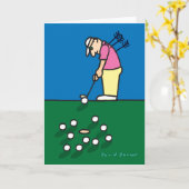 Carte de voeux avec l'illustration de golfeur (Fleur jaune)