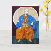 Carte de voeux avec l'orig samouraï de guerrier. (Fleur jaune)