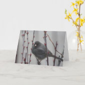 Carte de vœux avec oiseau dans un arbre (Fleur jaune)
