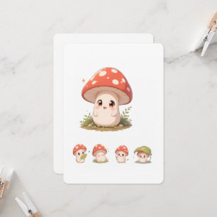 Carte de vœux avec personnage de champignon mignon