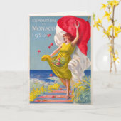 Carte De Voeux Avec Poster Annonce Vintage (Fleur jaune)